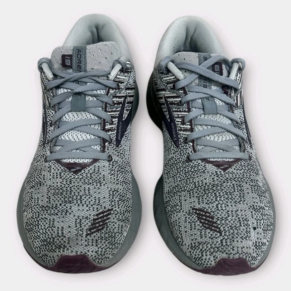 Brooks Womens Adrenaline GTS 19 Road Running Tennis Shoes Size 11 Gray Purple - Picture 4 of 9